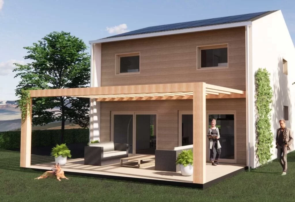 Una casa in legno a due piani